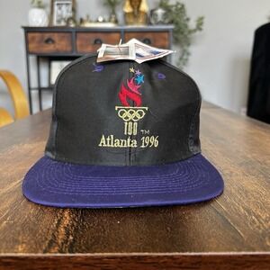 Vintage 90's Atlanta 1996‎ Olympics Team USA Black Snapback Hat